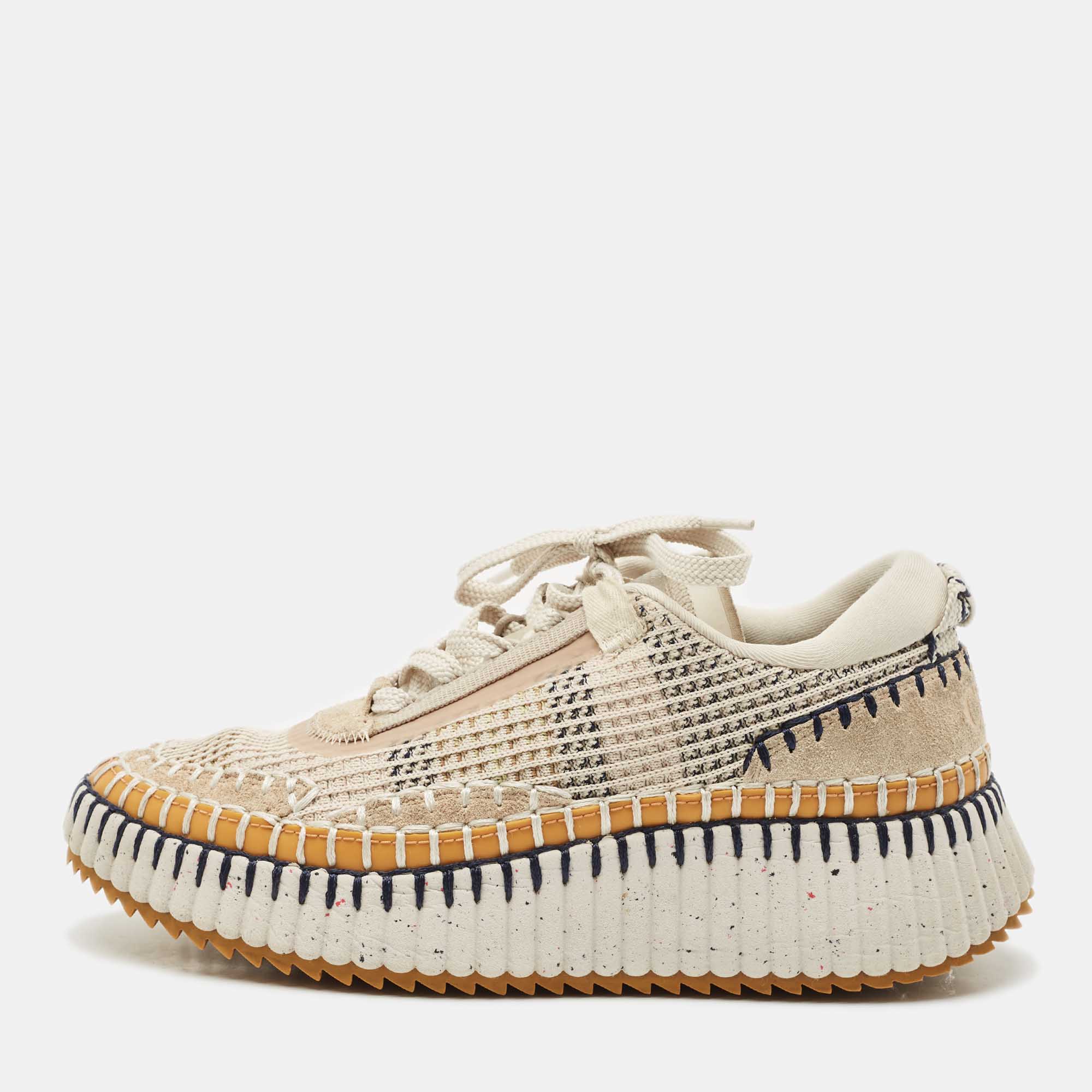 

Chloe Multicolor Canvas and Suede Nama Sneakers Size