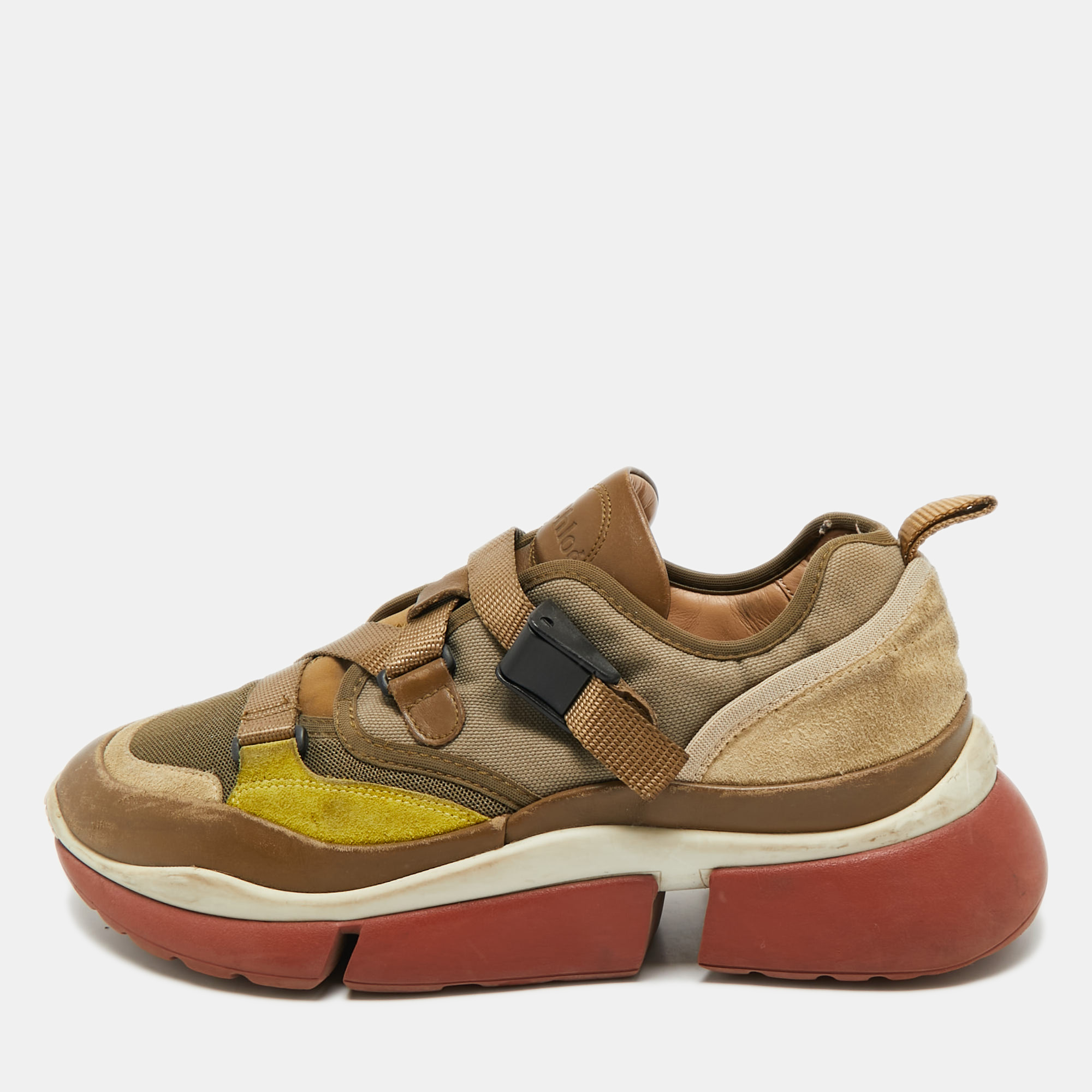 

Chloe Tricolor Suede and Mesh Sonnie Sneakers Size, Multicolor