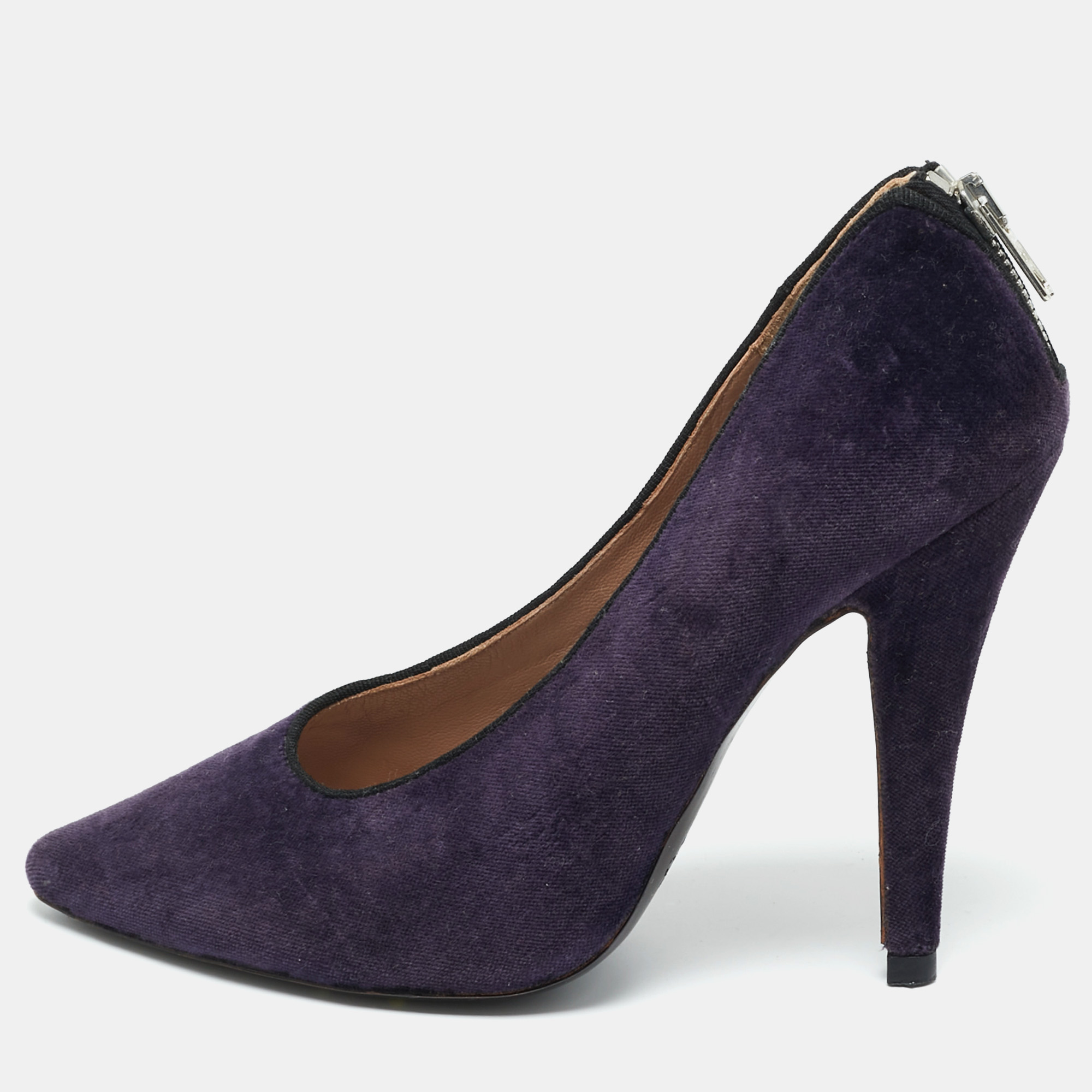 Pre-owned Chloé Purple Velvet Pointed Toe Pumps Size 37
