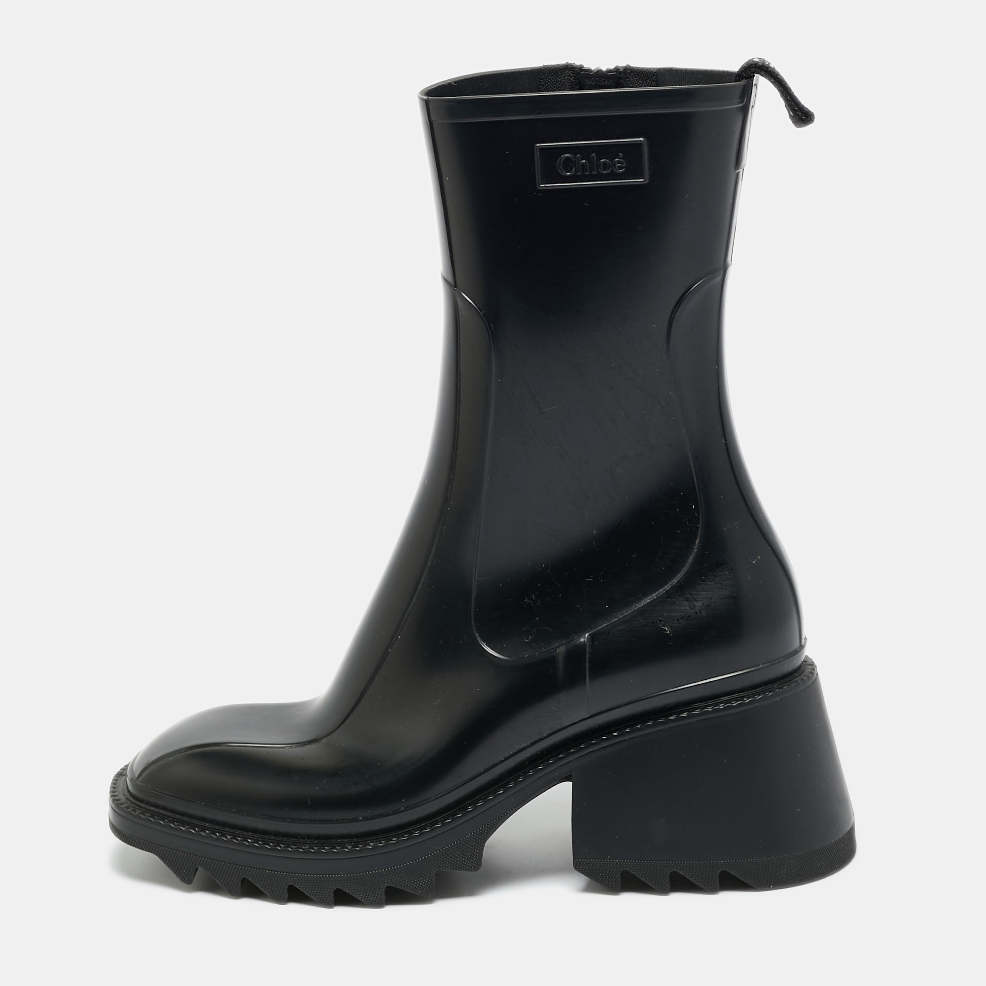 

Chloe Black Rubber Betty Rain Boots Size