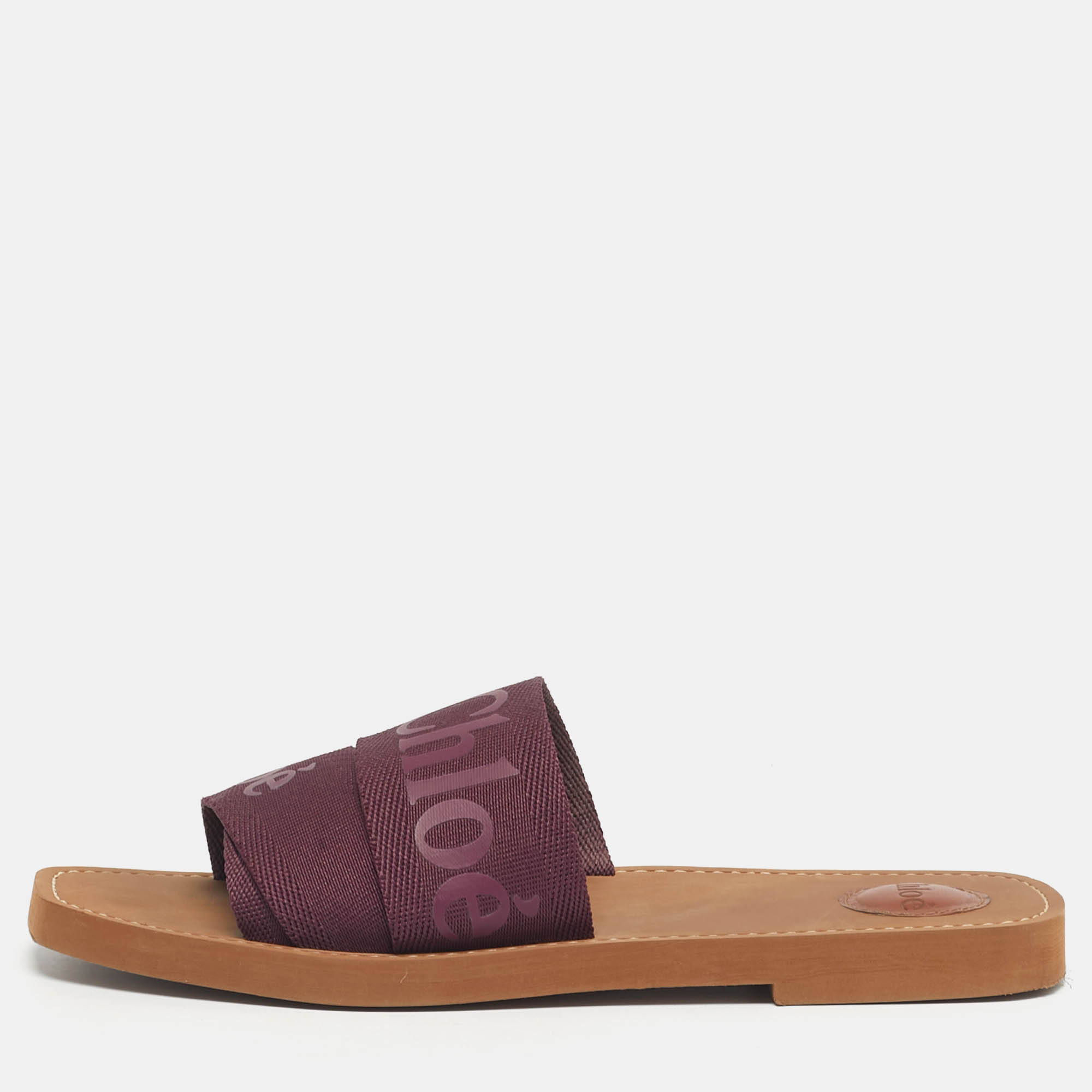 Click to view more detailed imagery on our partner's website Pre-owned Chloé Purple Fabric Woody Flat Slides Size 41