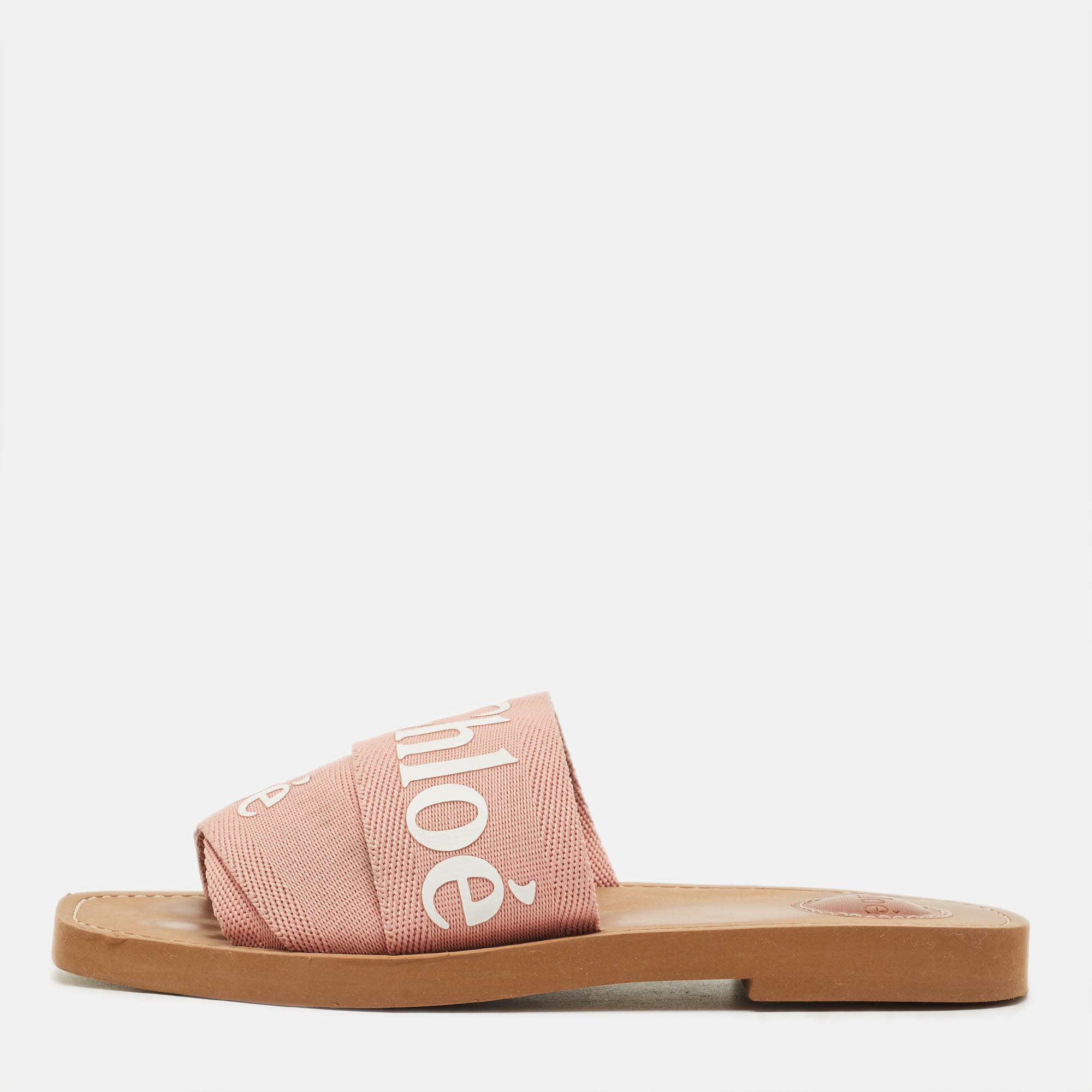 

Chloé Woody Size  Pink Canvas Flat Slide