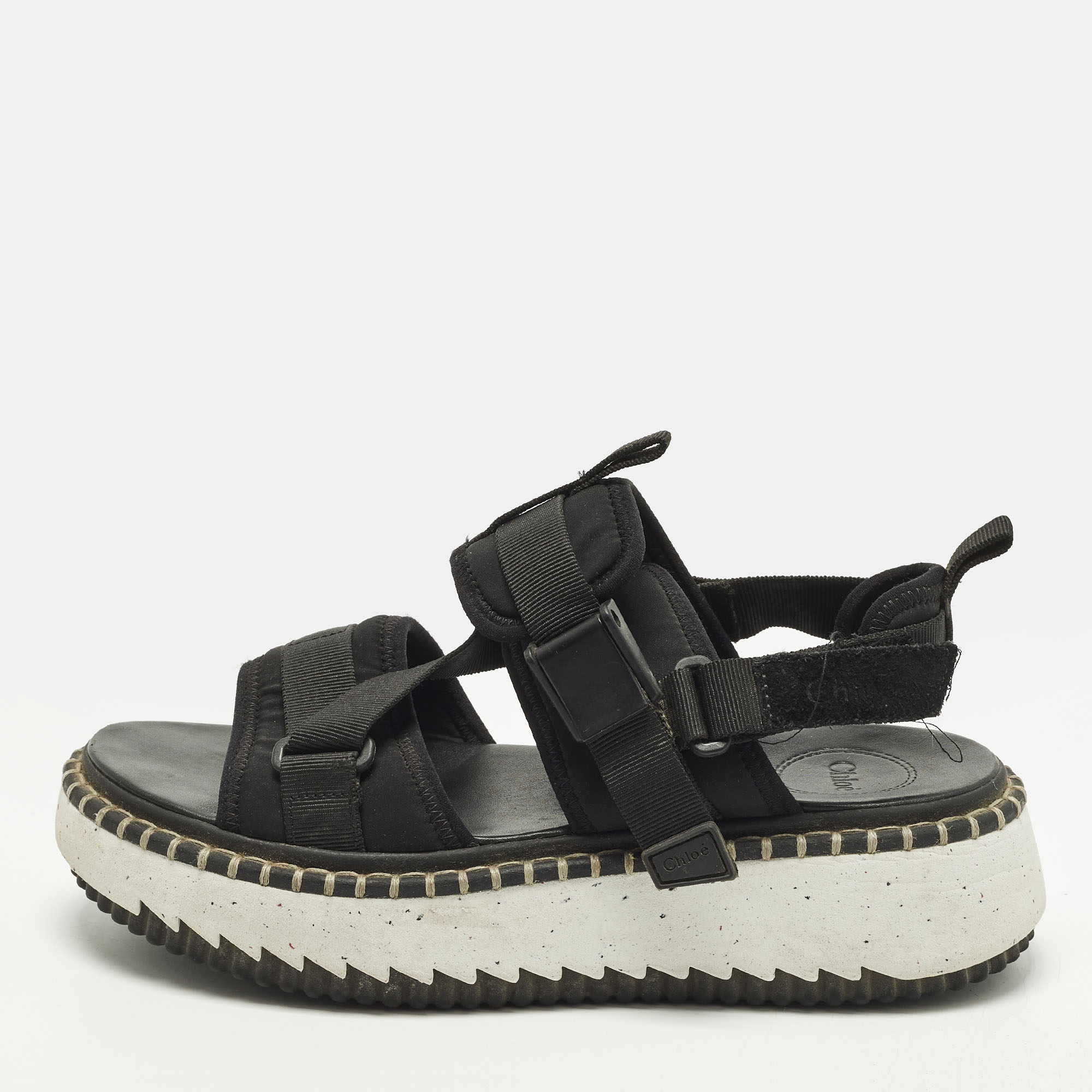 

Chloe Lilli Size  Black Fabric and Nylon Platform Sandals