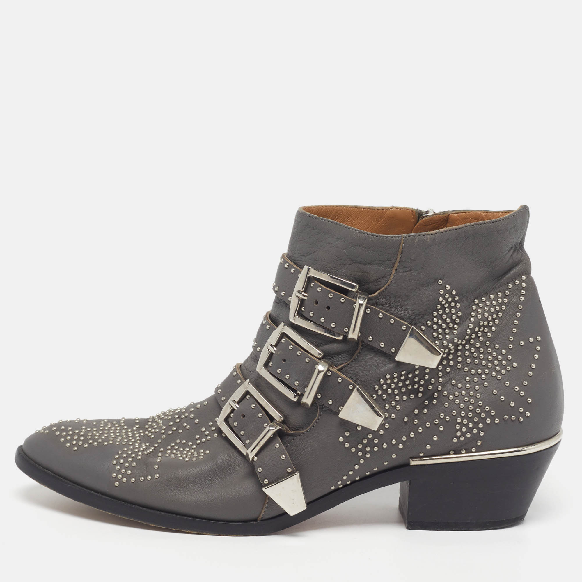 

Chloe Susanna Size  Grey Leather Ankle Length Boots