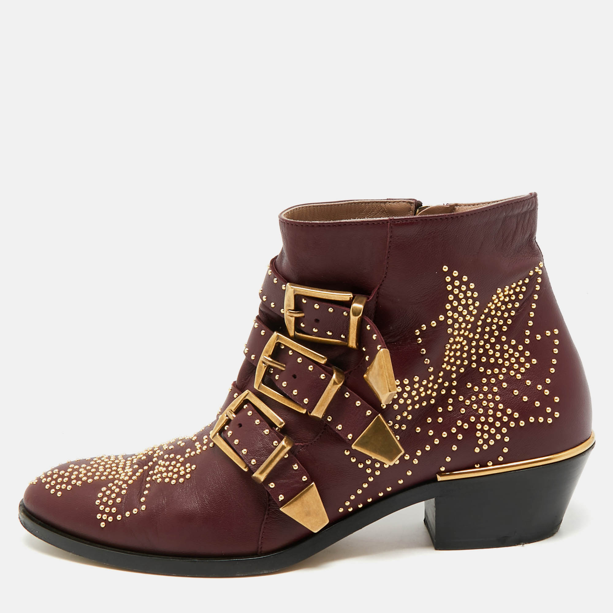 

Chloe Susanna Size  Burgundy Leather Ankle Boots