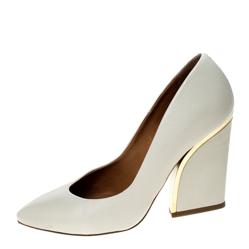

Chloe Beige Leather Beckie Pumps Size