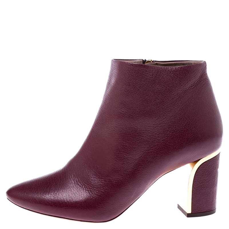 

Chloe Burgundy Leather Zipped Pointed Toe Ankle Boots Size