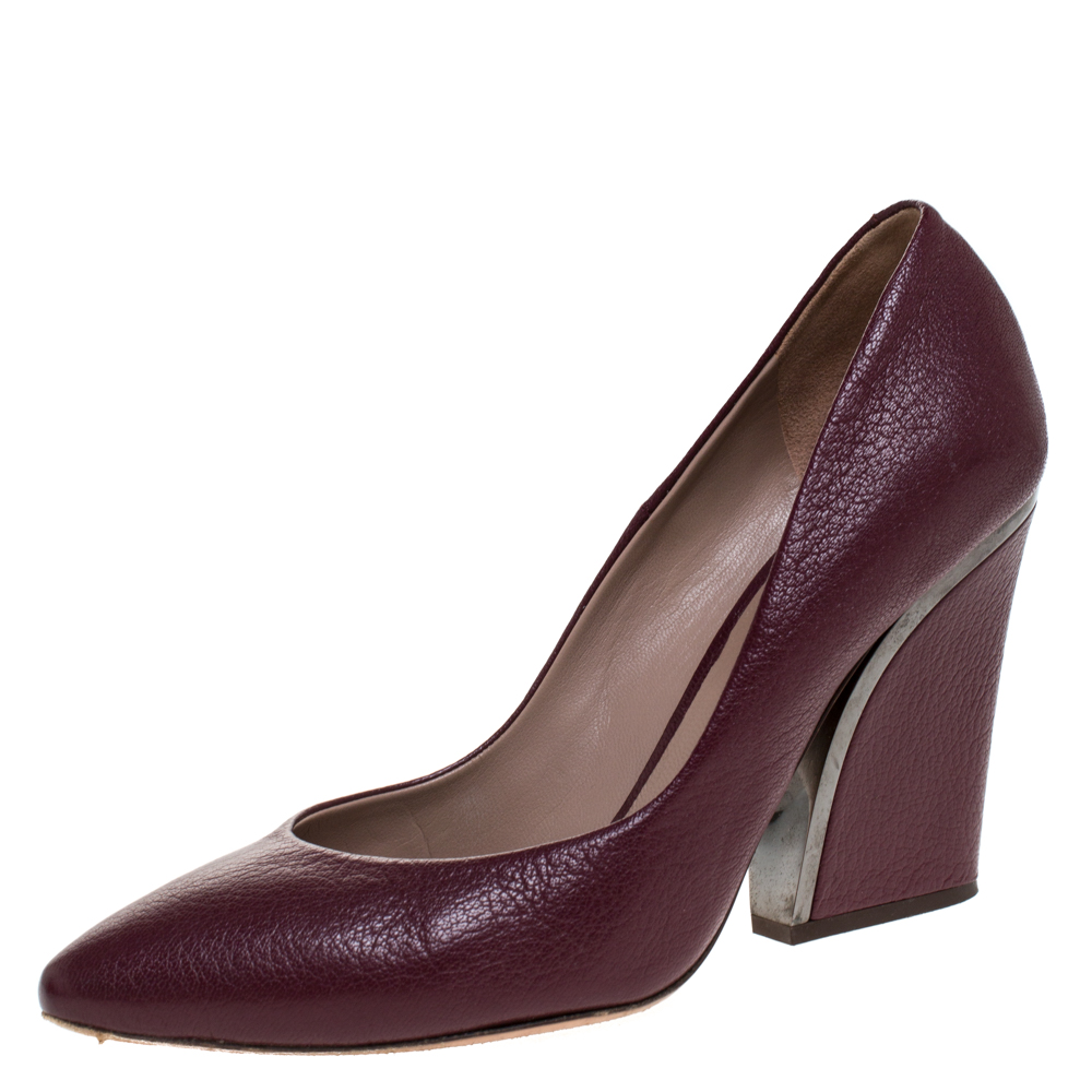 Pre-owned Chloé Burgundy Leather Beckie Pumps Size 38