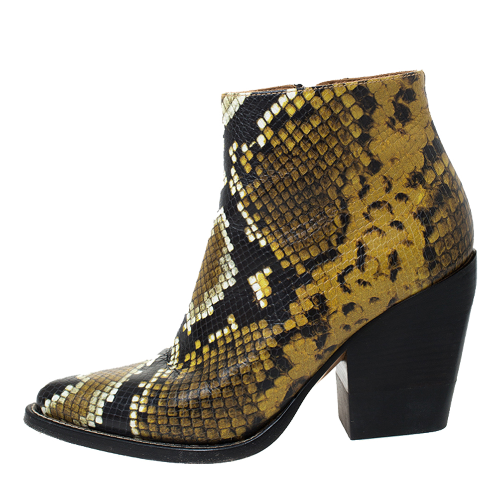 

Chloe Multicolor Snake Print Leather Ankle Boots Size