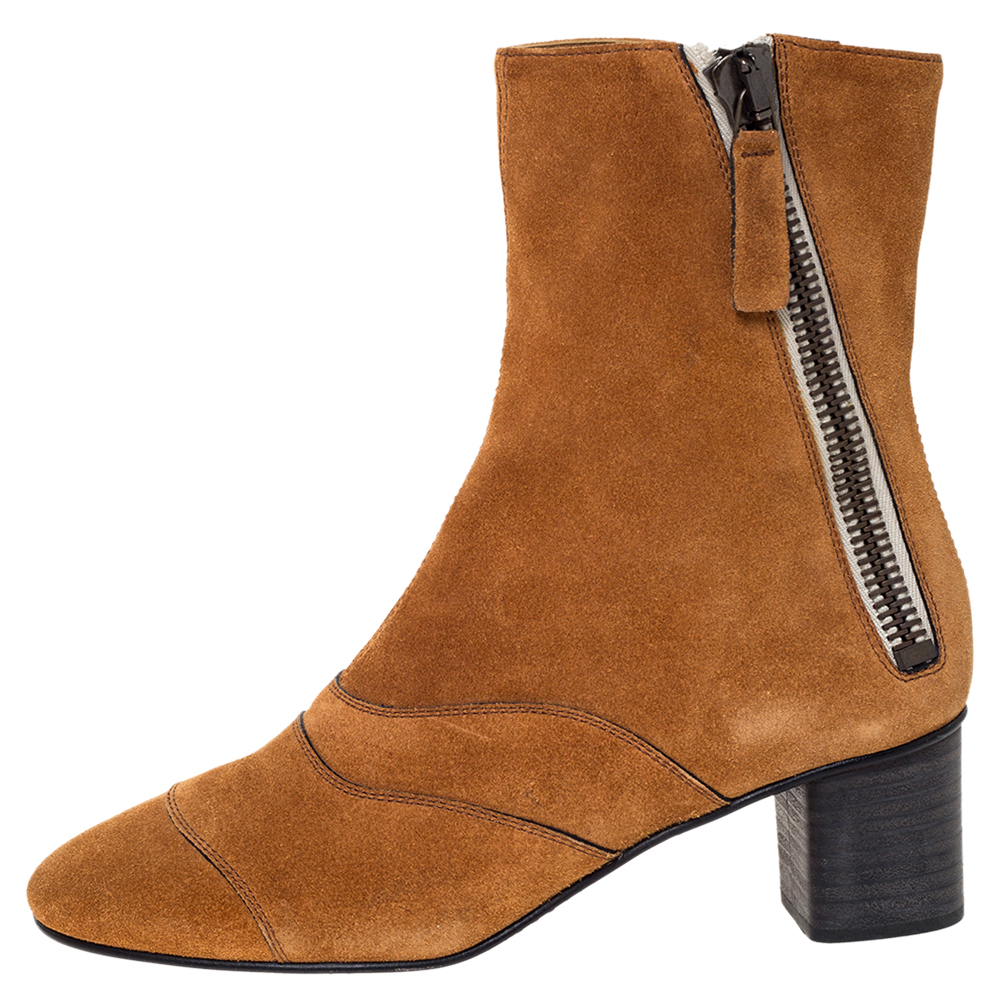 

Chloe Brown Suede Block Heel Ankle Boots Size