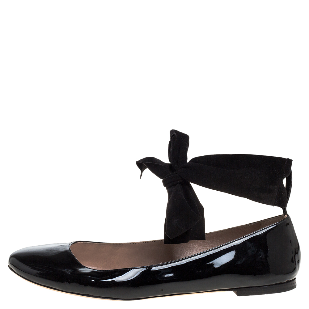 

Chloé Black Patent Leather Ankle Wrap Ballet Flats Size