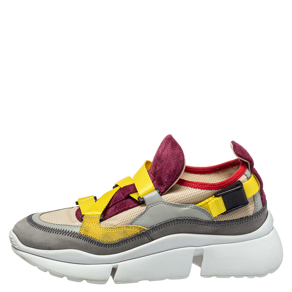 

Chloe Multicolor Mesh And Suede Sonnie Sneakers Size