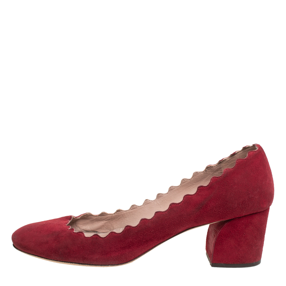 

Chloe Red Suede Lauren Pumps Size