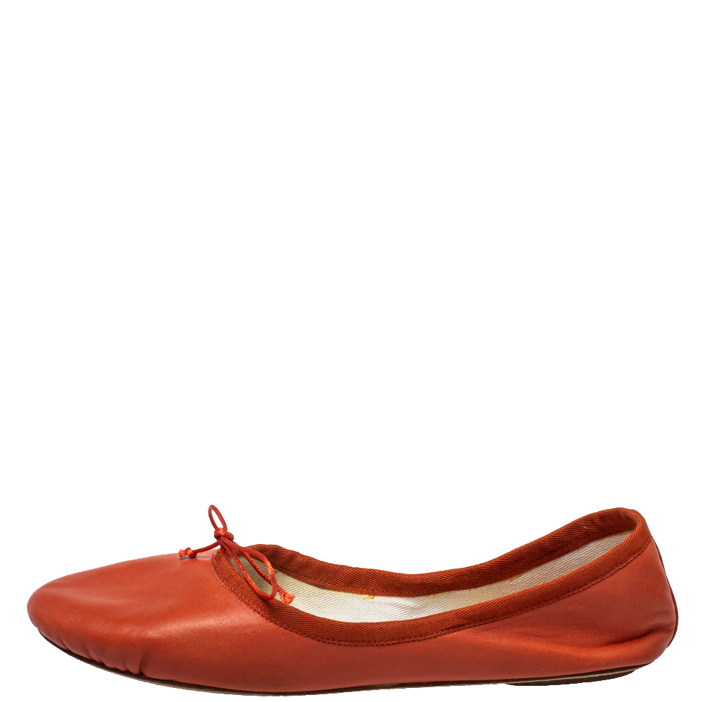 

Chloé Orange Leather Bow Ballet Flats Size