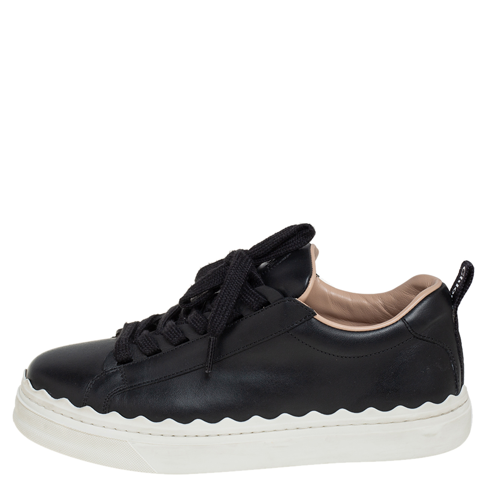 

Chloe Black Leather Lauren Low Top Sneakers Size
