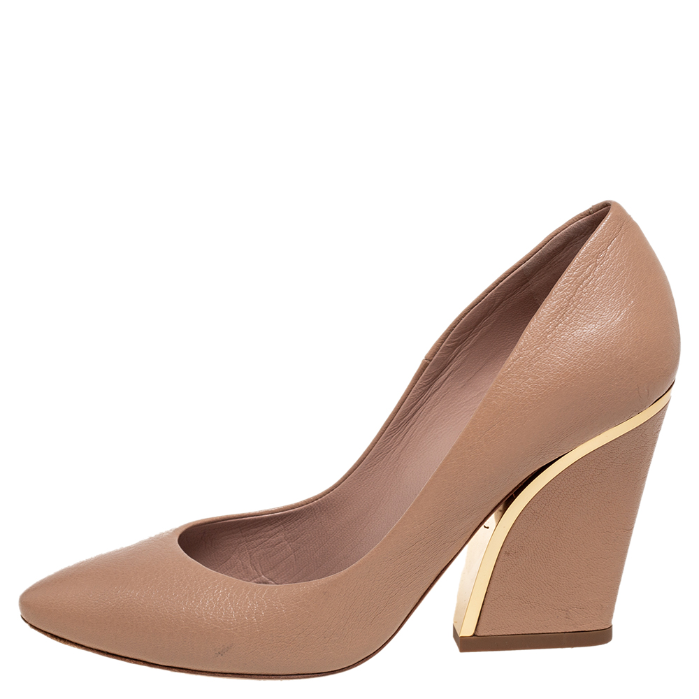 

Chloe Beige Leather Beckie Pumps Size