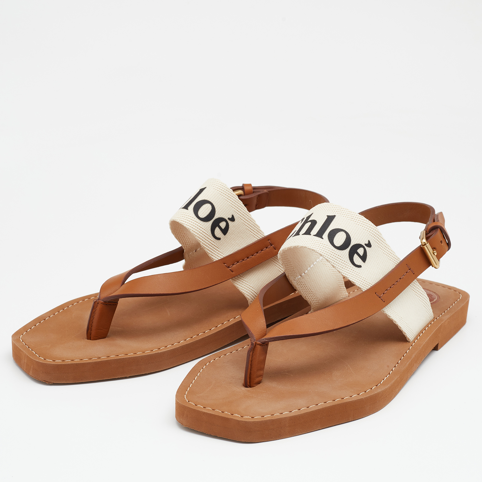 

Chloe Brown Woody Thong Slingback Flat Sandals Size