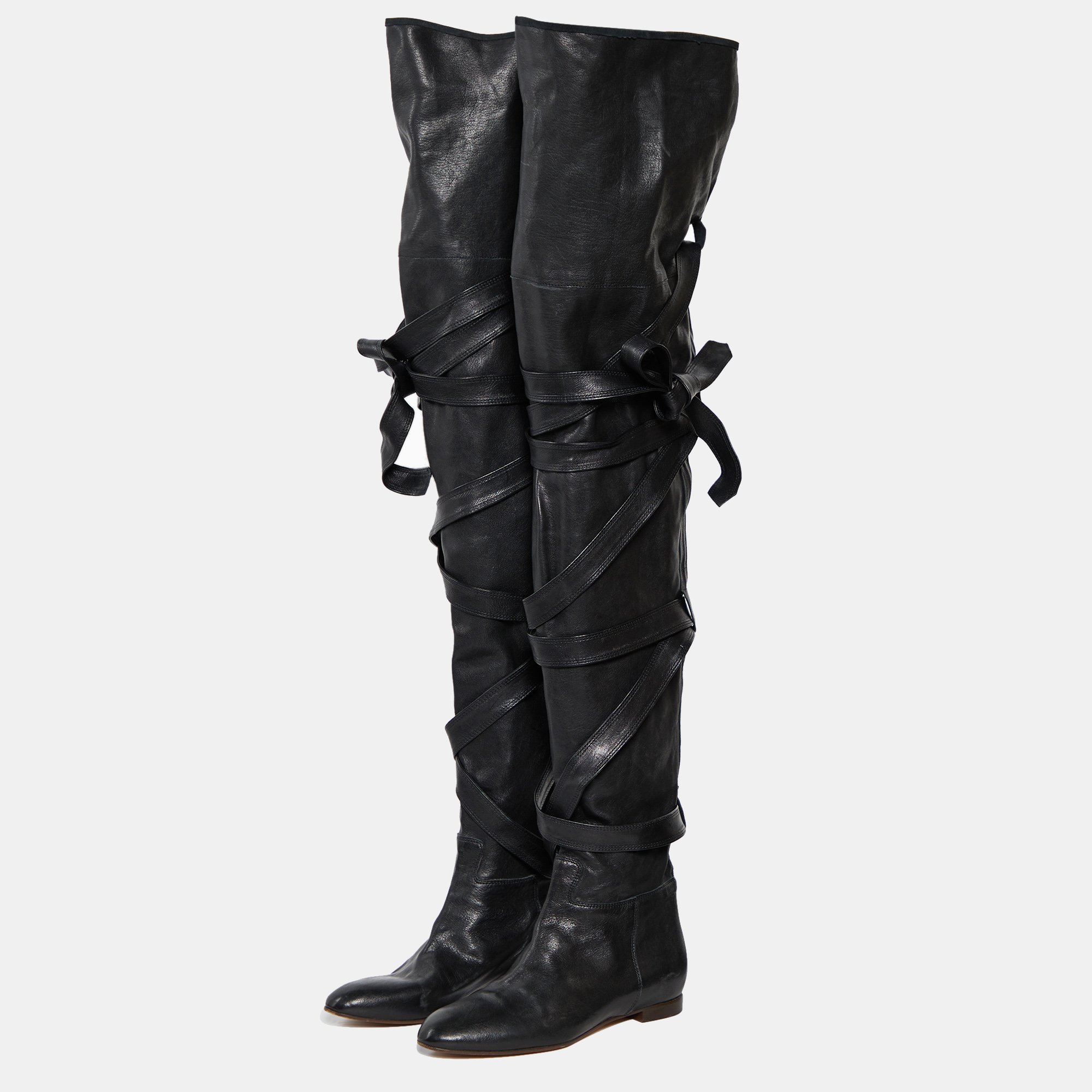 

Chloe Black Leather Wrap Around Thigh High Boots Size