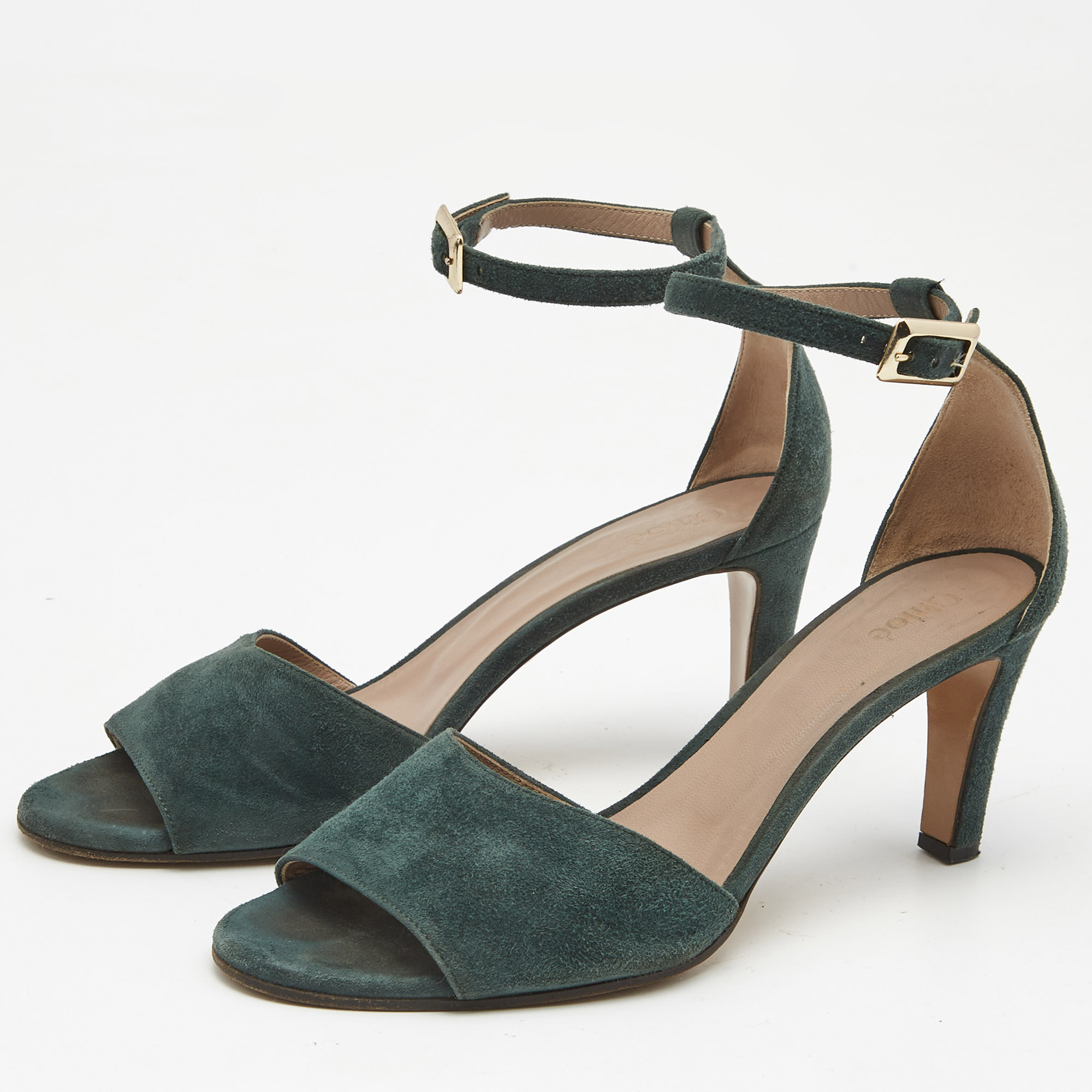 

Chloe Green Suede Ankle Strap Sandals Size