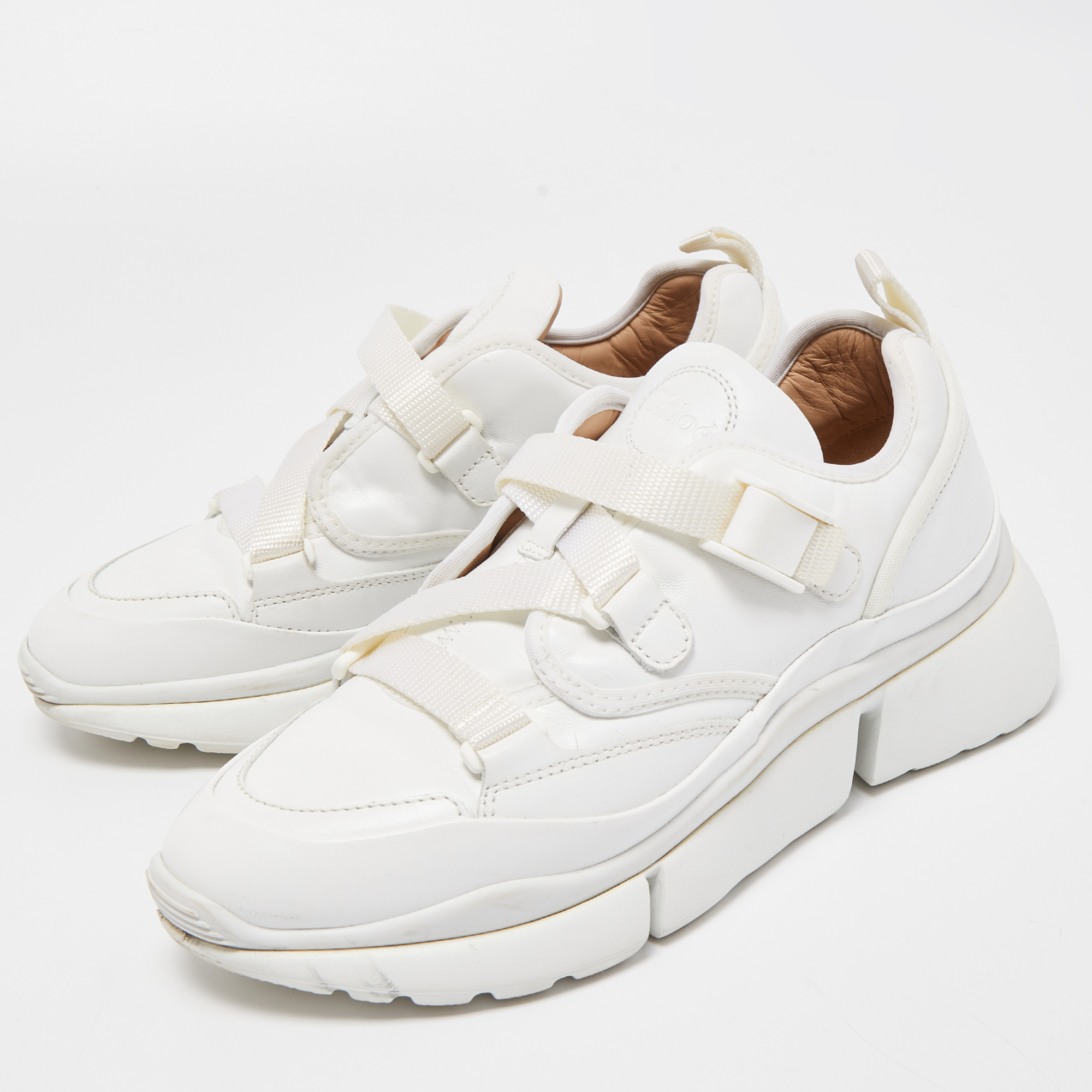 

Chloe White Leather Sonnie Slip On Sneakers Size