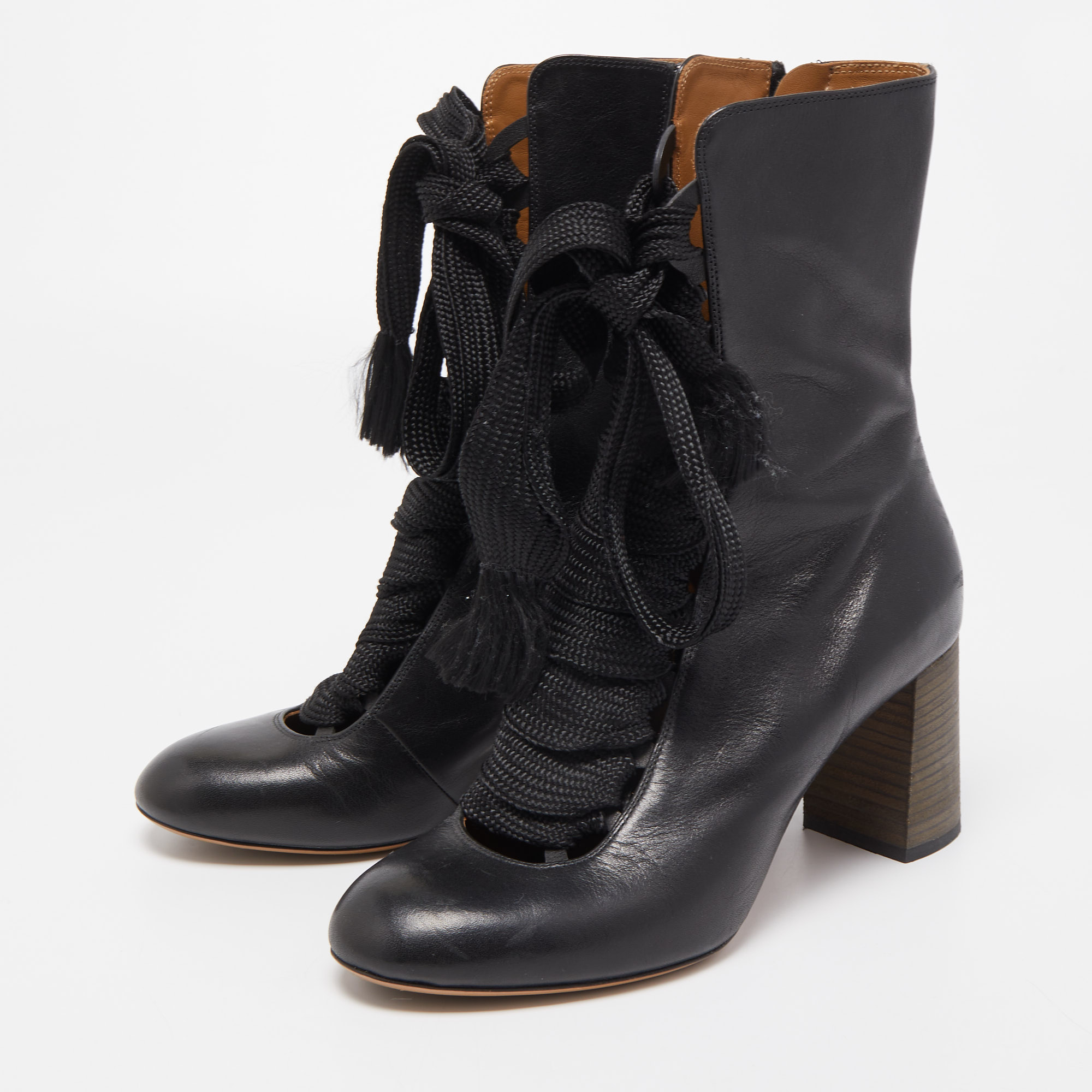 

Chloe Black Leather Harper Ankle Boots Size