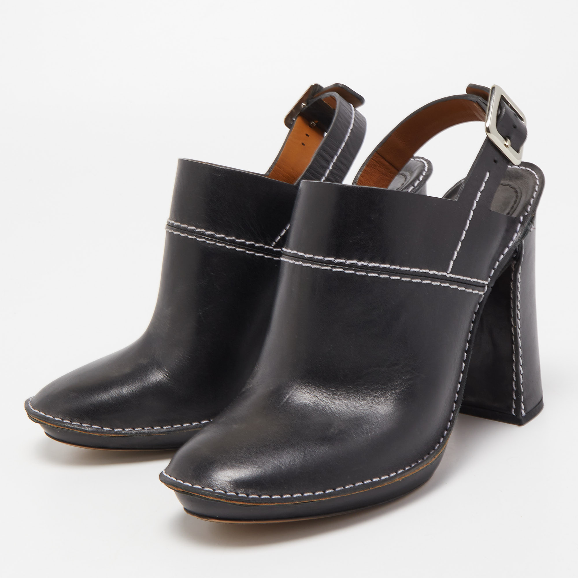 

Chloe Black Leather Slingback Pumps Size