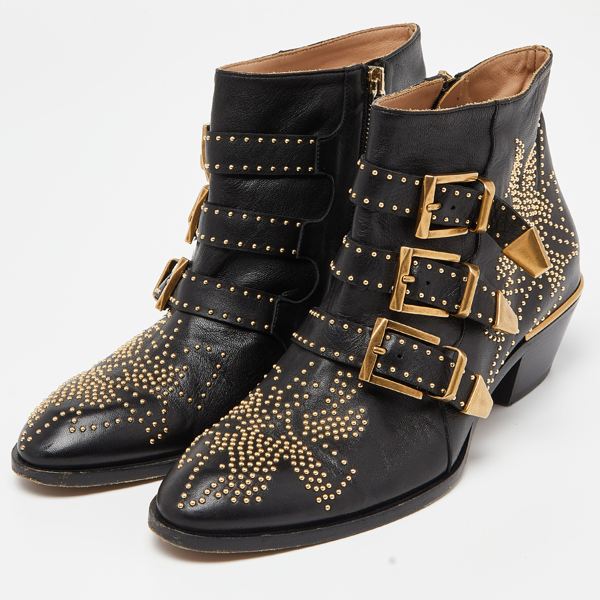 

Chloe Black Studded Leather Ankle Boots Size