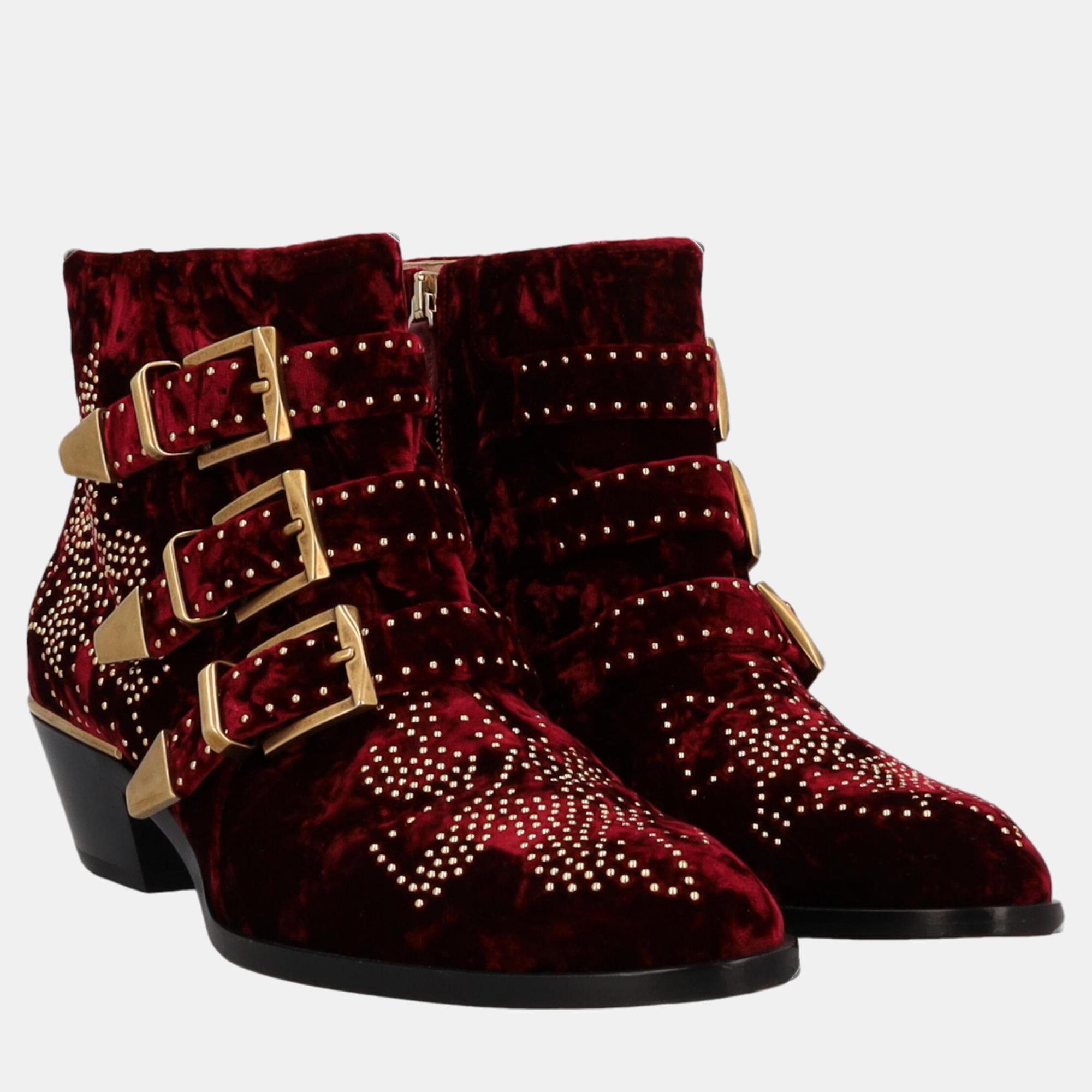 

ChloÃ© Women's Fabric Ankle Boots - Burgundy - EU 38