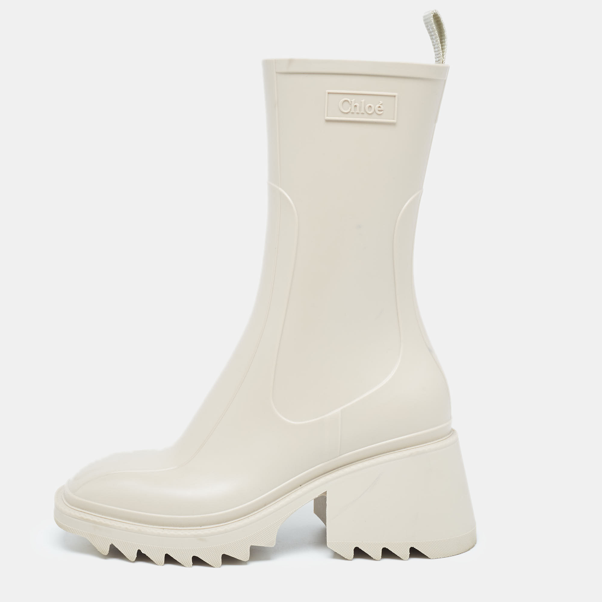 Pre-owned Chloé Cream Rubber Iuhnr Ankle Boots Size 36
