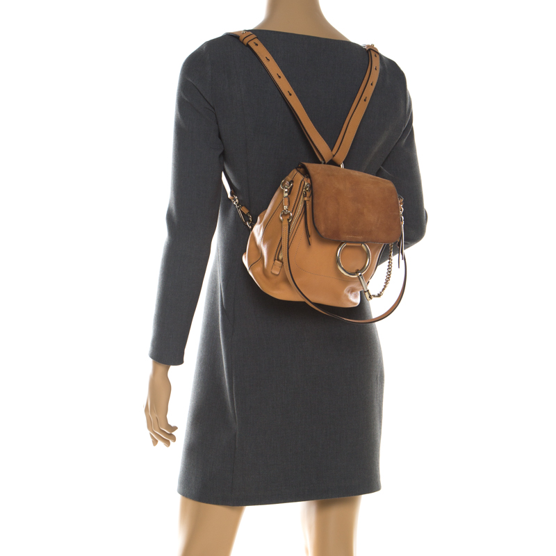 

Chloe Brown Leather and Suede Small Faye Day Backpack