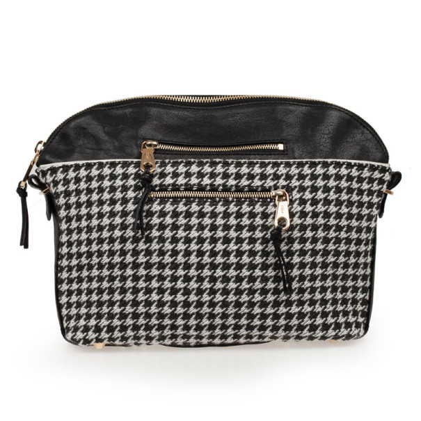Chloe Angie Black Large Houndstooth Pouch