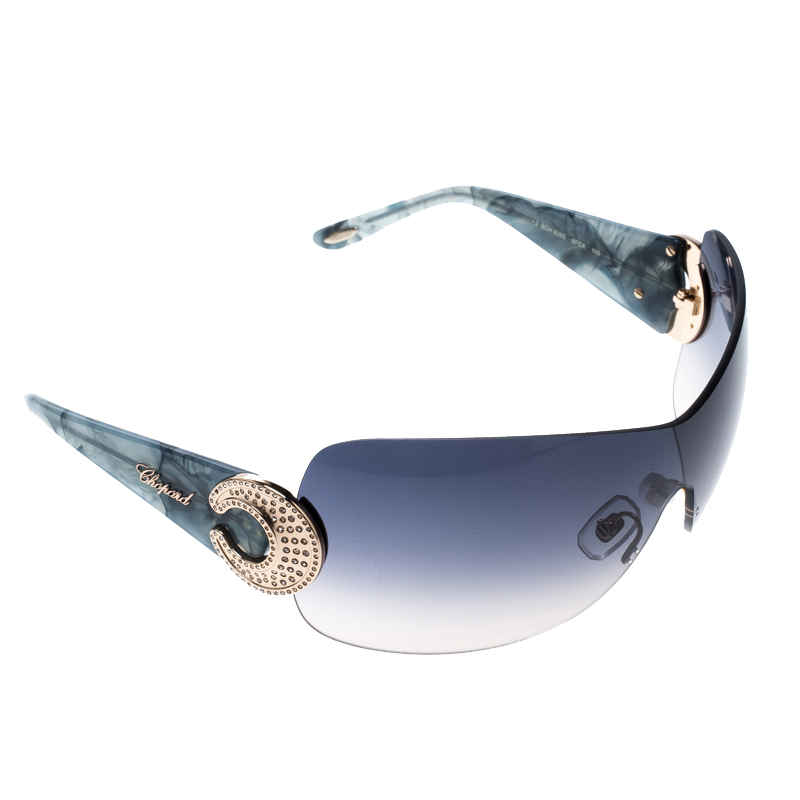 Chopard Coral Blue Marble SCH 939S Shield Sunglasses