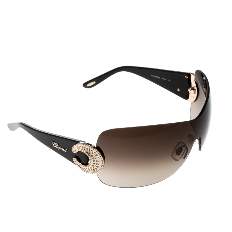 Chopard Brown Gradient SCH939S Crystal Embellished Shield Sunglasses ...