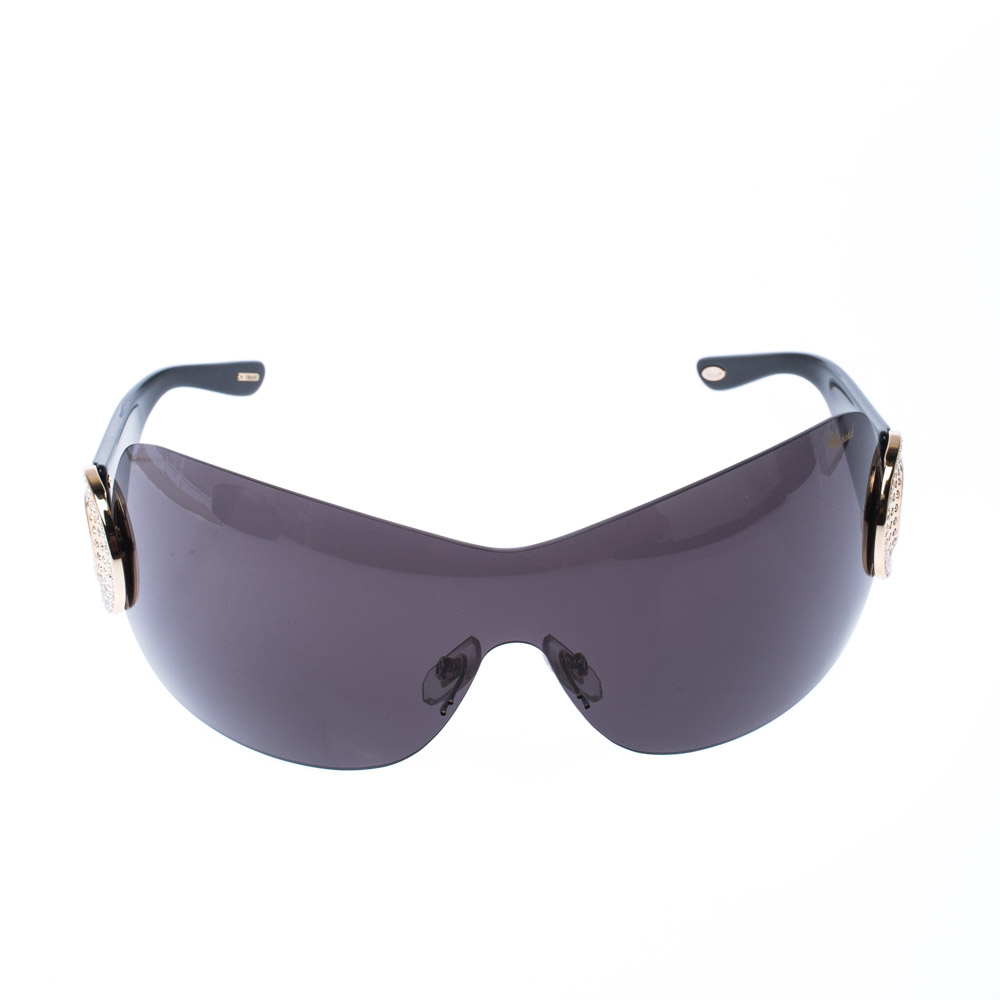 

Chopard Black SCH939S Embellished Shield Sunglasses