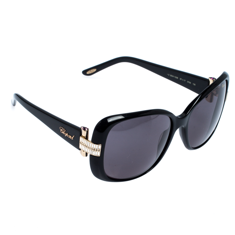 Pre Owned Chopard Black SCH 133S Butterfly Sunglasses
