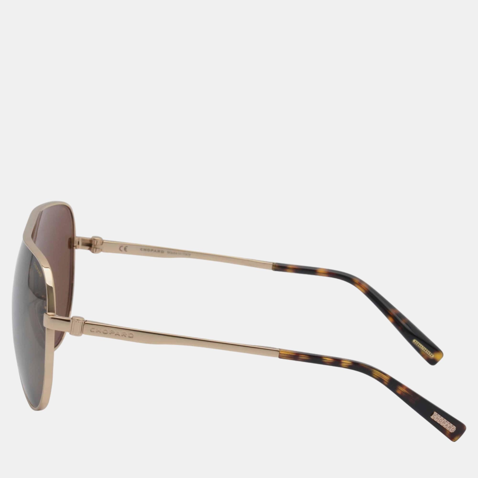 

Chopard Shiny Gold, Tortoiseshell & Brown Aviator Sunglasses