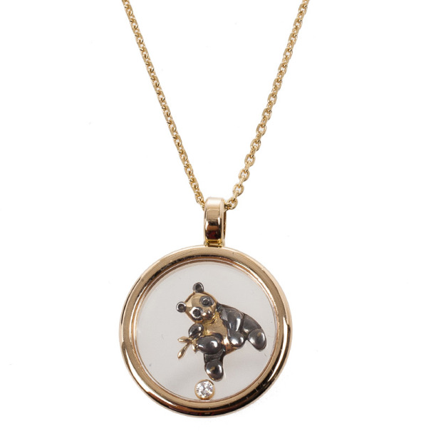 Pre Owned Chopard Happy Animal World Panda 18k Rose Gold Pendant Necklace