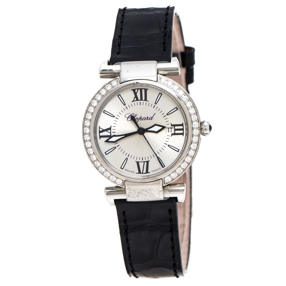 Pre-owned Chopard Silver Stainless Steel Diamonds Imperiale 388541-3003 Women's Wristwatch 28 Mm In Black