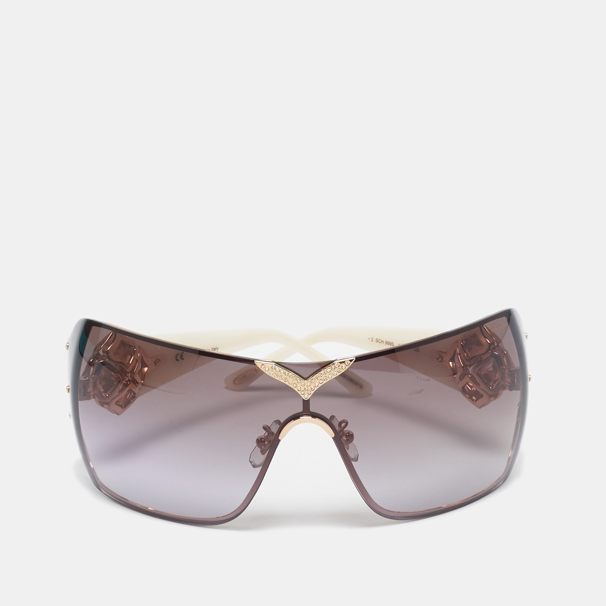 

Chopard White/Brown Gradient SCH999S Crystals Shield Sunglasses