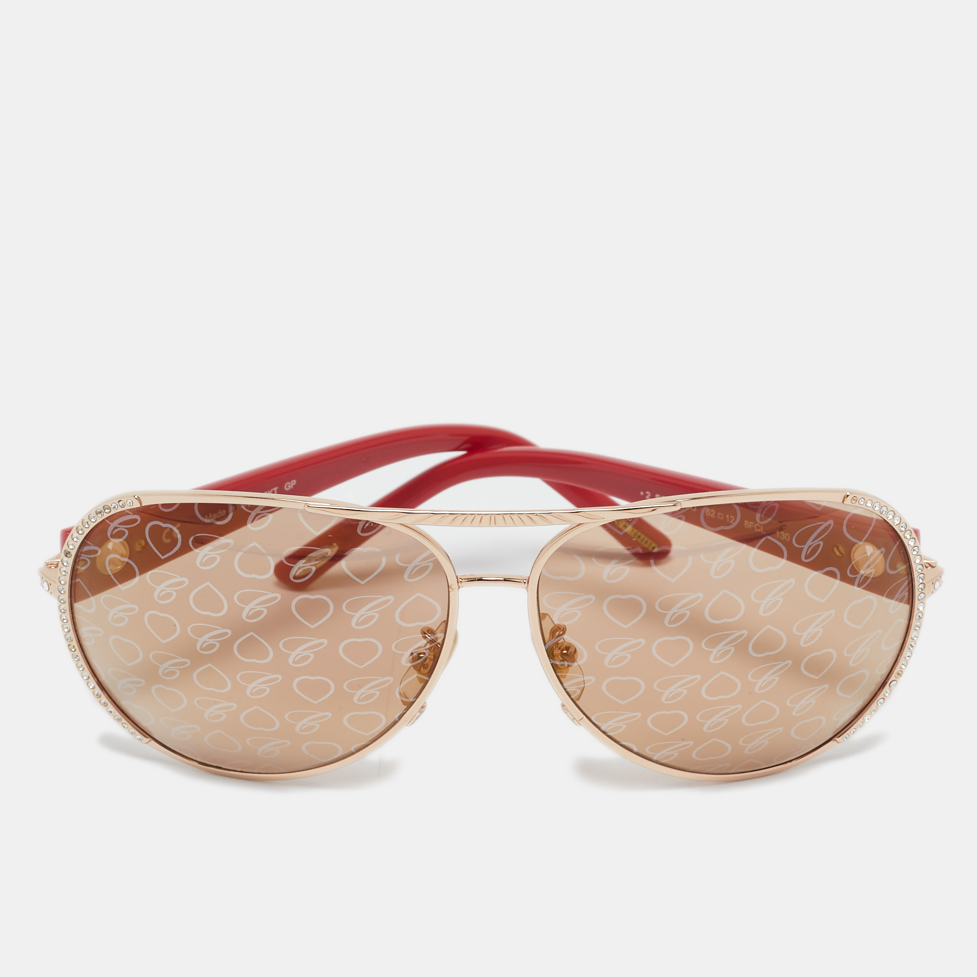 

Chopard Red/Brown SCH 9400 Crystals Aviators Sunglasses