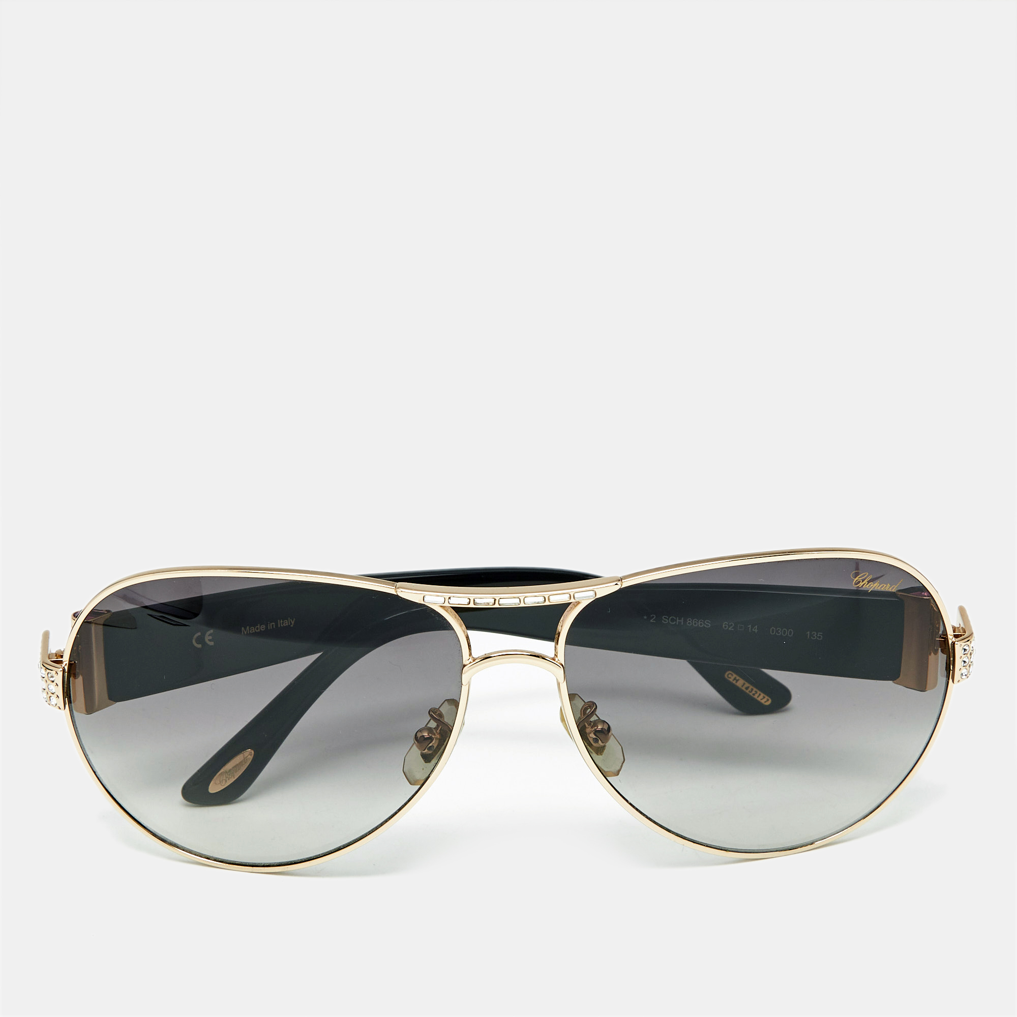 

Chopard Black Gradient SCH 866S Crystal Aviator Sunglasses