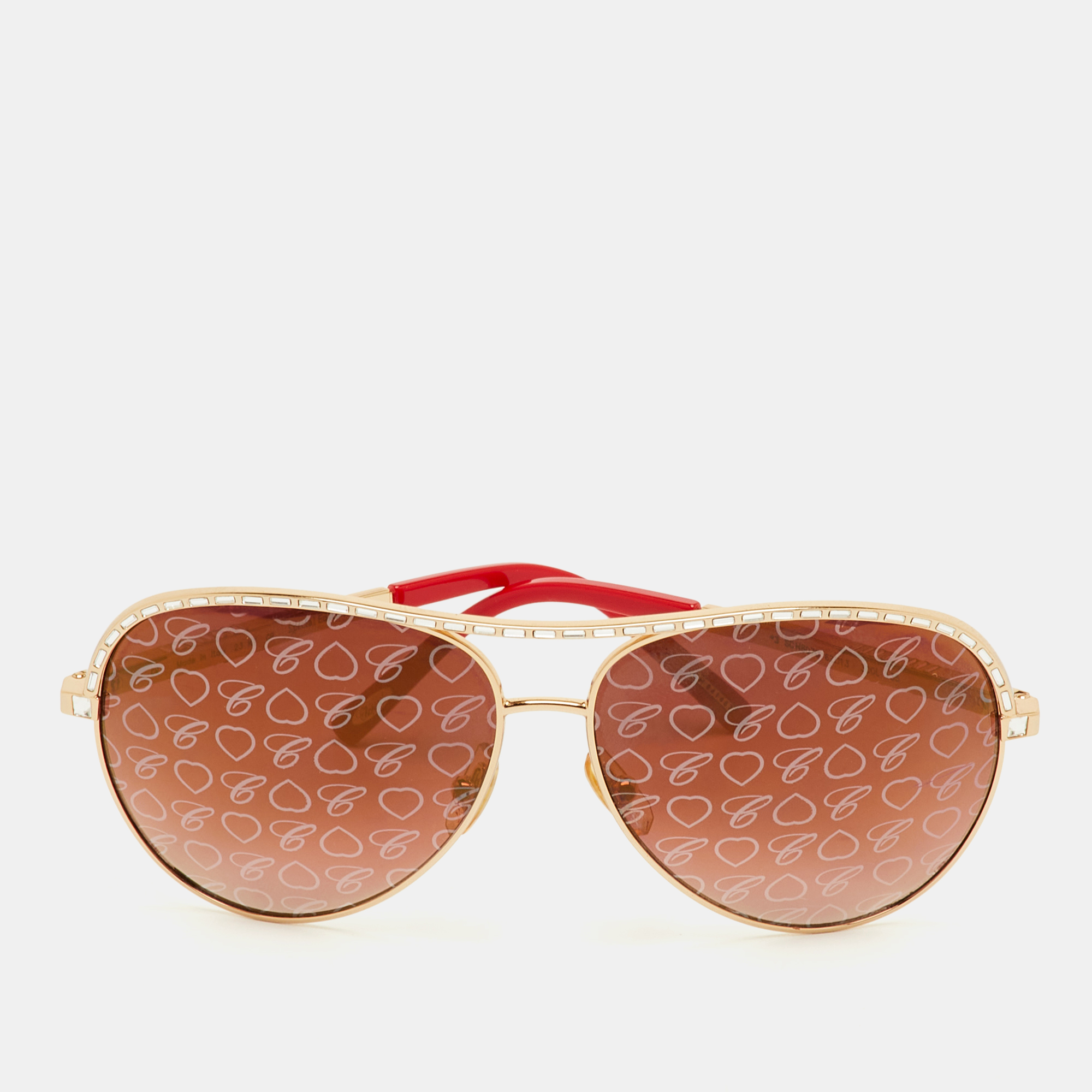 

Chopard Gold Tone/Pink Gradient Crystal SCH8070 Special Edition Aviator Sunglasses