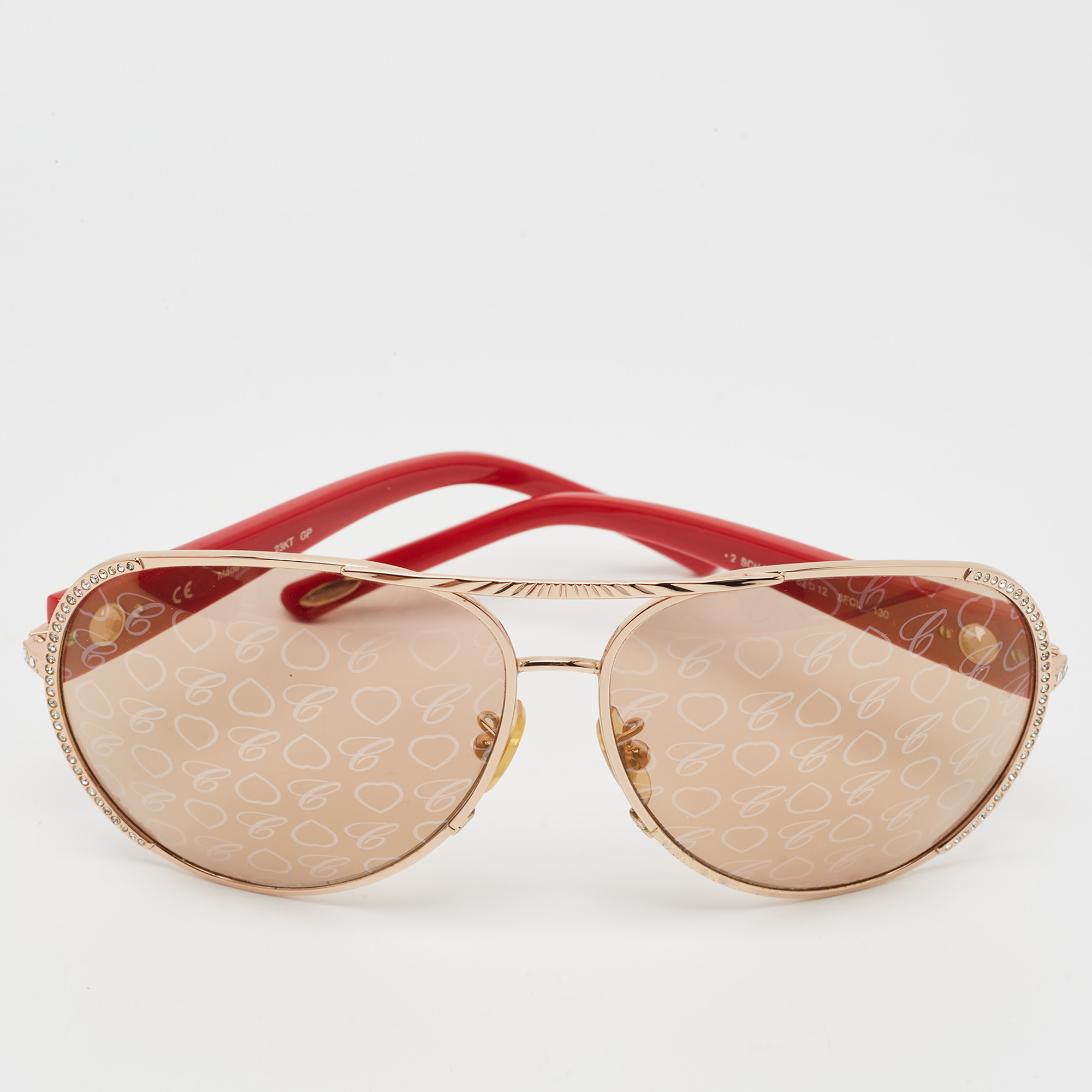 

Chopard Red/Brown SCH9400 Aviator Sunglasses