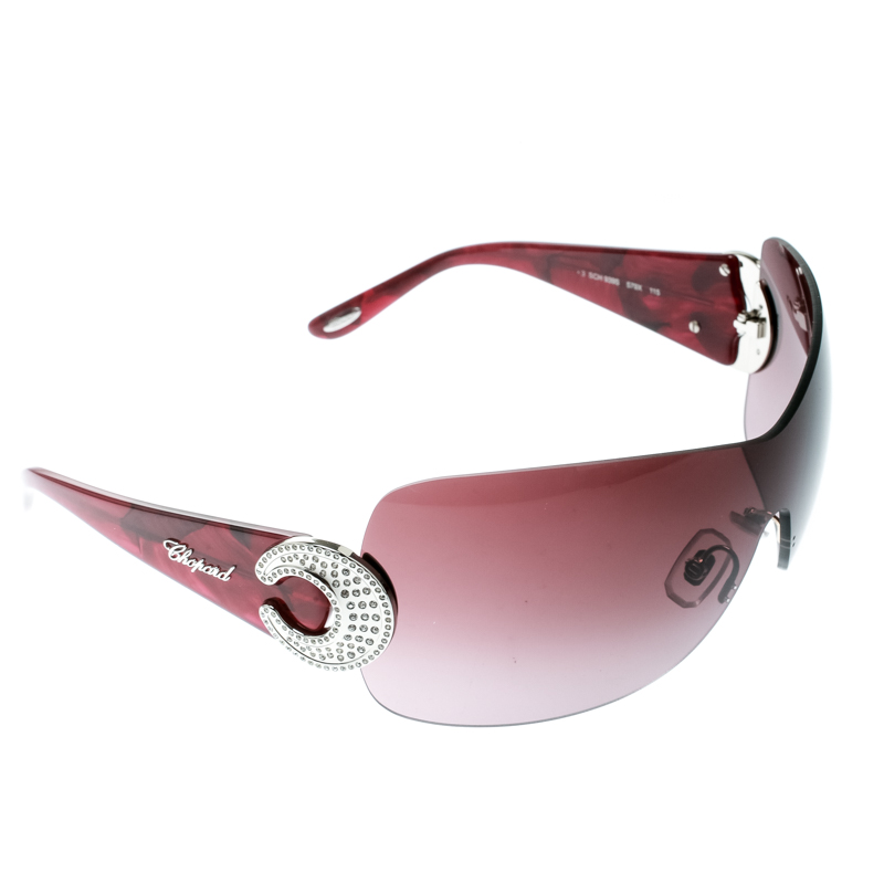 Chopard Burgundy/Burgundy Gradient SCH 939S Shield Sunglasses 