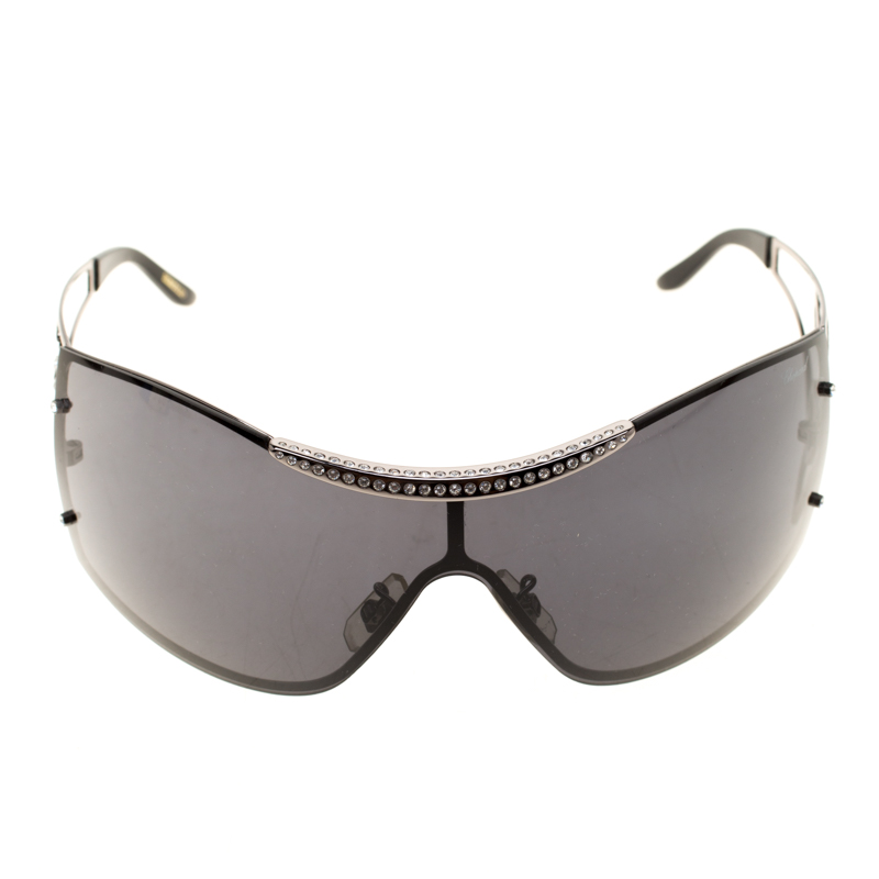 

Chopard Black SCH586S Embellished Shield Sunglasses