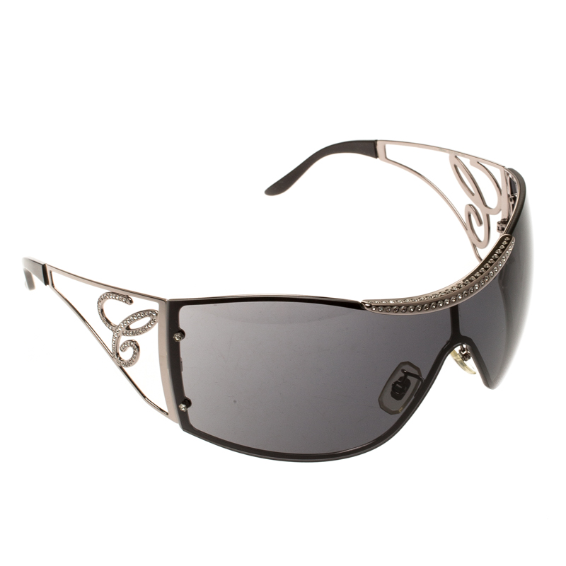Chopard Black SCH586S Embellished Shield Sunglasses
