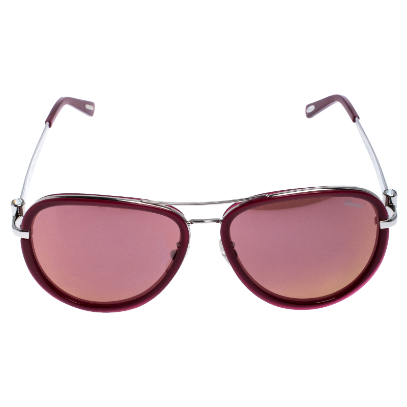 

Chopard Magenta Mirror SCHB27S Aviator Sunglasses, Pink