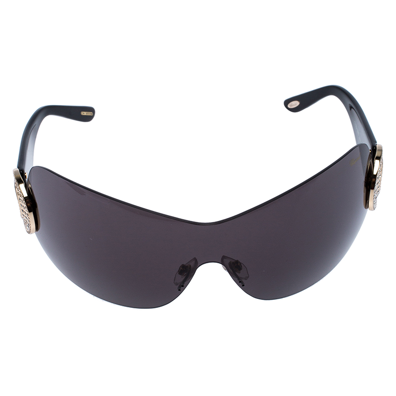 

Chopard Grey SCH 939  Crystal Embellished Shield Sunglasses