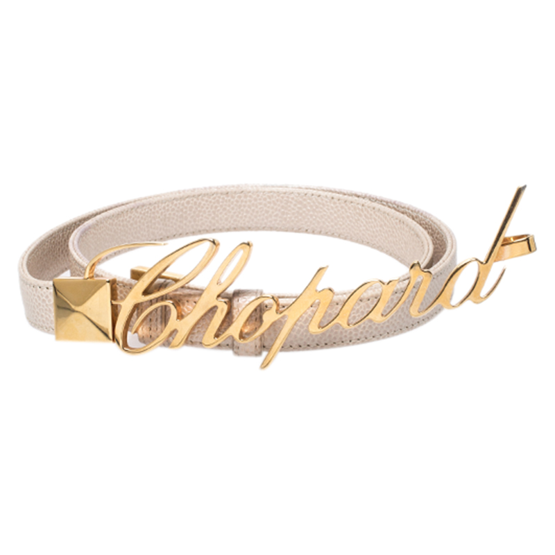 

Chopard Ivory Leather Logo Buckle Adjustable Belt, White