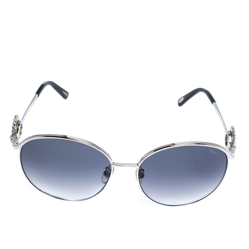 

Chopard White Gold Plated/Blue Gradient SCHB21S Special Edition Sunglasses, Silver